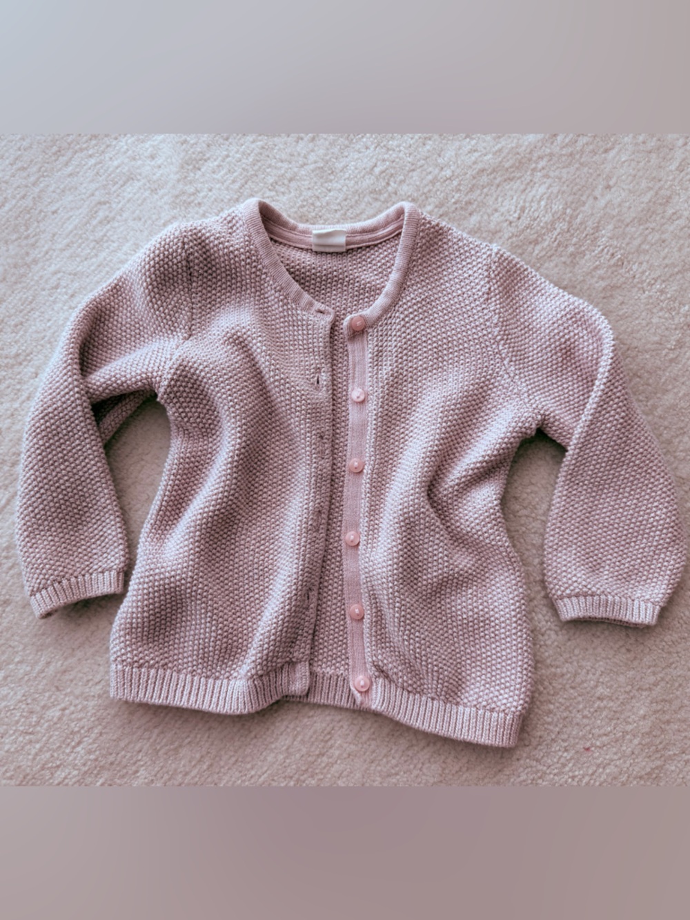 H&M Kids Girl Sparkly Silver Thread Dusty Rose Knit Cardigan Sweater